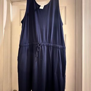 NWT Dress Lou&Grey Navy with tie waist, pockets XL